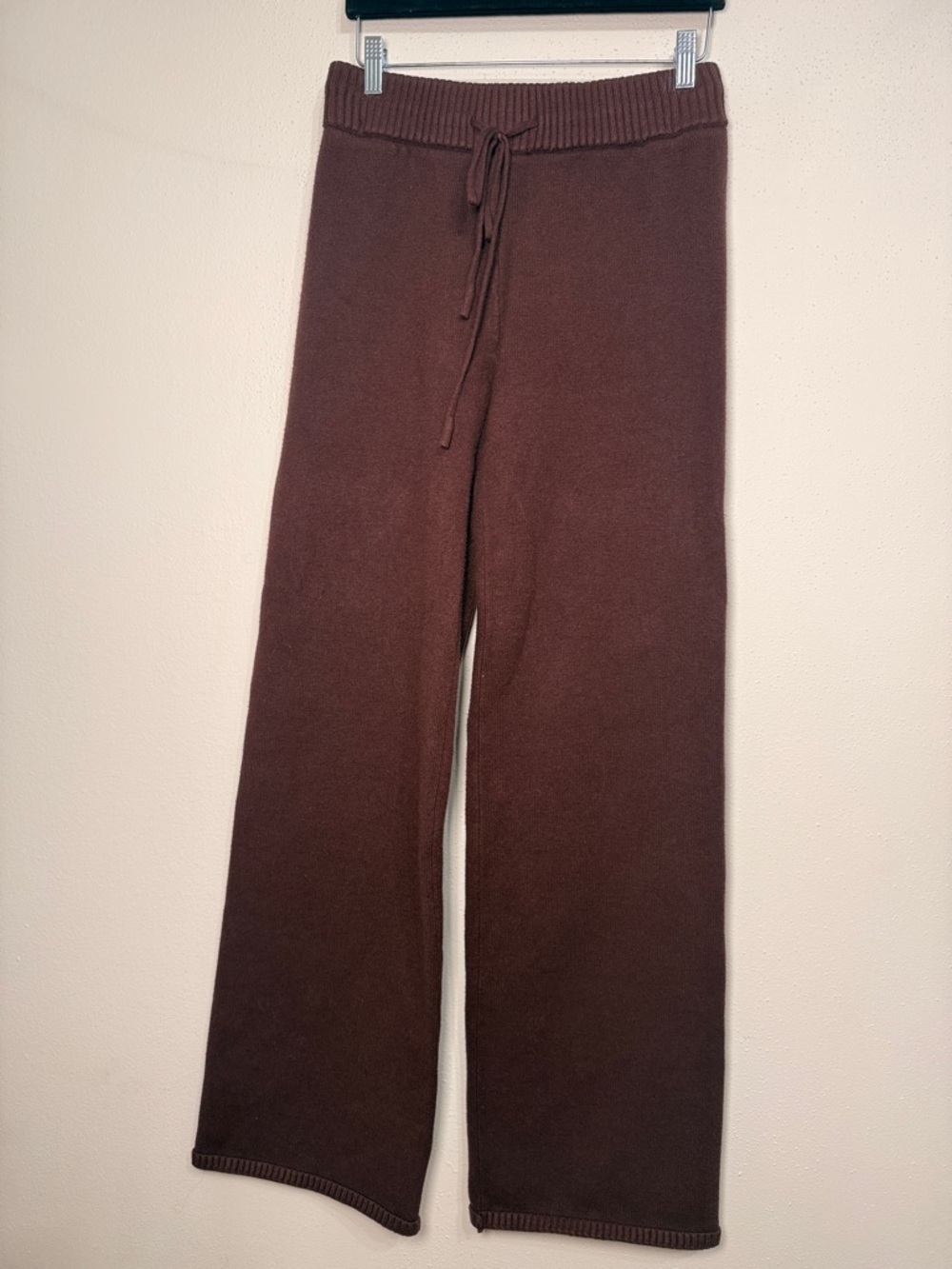 Women's Brown Knit Wide-Leg Lounge Pants